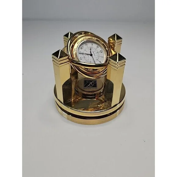 Vintage Benchmark Galileo Gimbal Gyroscope Desk Clock Brass Needs Battery 2.5" - Picture 6 of 6